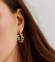 New Look Gold Diamante Chain Midi Hoop Earrings